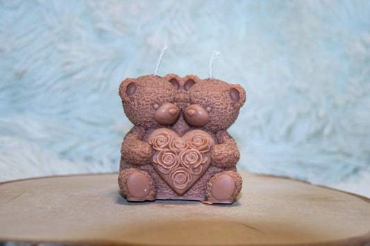 Bougie artisanale mariage Couple Ours coeur L'Atelier Ginko - Boutique en Ligne