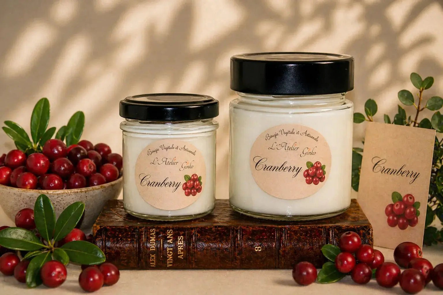 Bougie parfumée Cranberry cire de soja végétale artisanale - L'Atelier Ginko