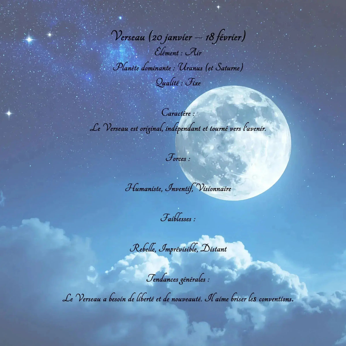 Bougie Astrologique Verseau - L'Atelier Ginko - Boutique en Ligne