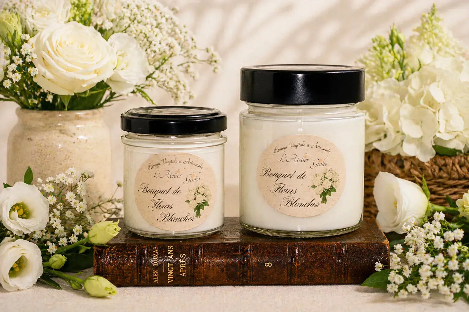 Bougie parfumée Bouquet de Fleurs blanches L'Atelier Ginko - Boutique en Ligne