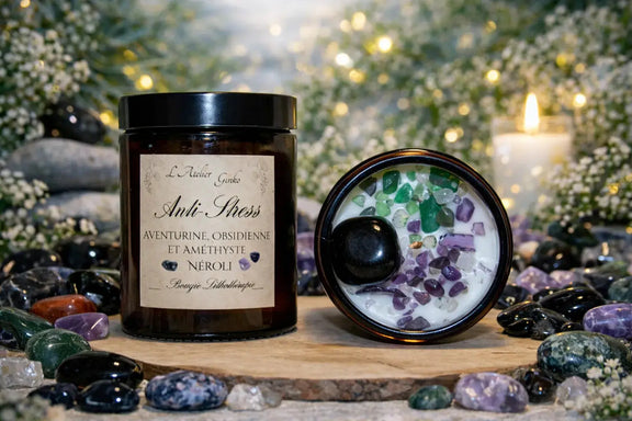 Bougie parfumée Lithothérapie Anti-Stress L'Atelier Ginko - Boutique en Ligne