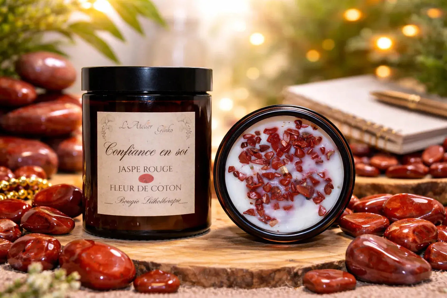Bougie parfumée Lithothérapie Confiance en soi L'Atelier Ginko - Boutique en Ligne