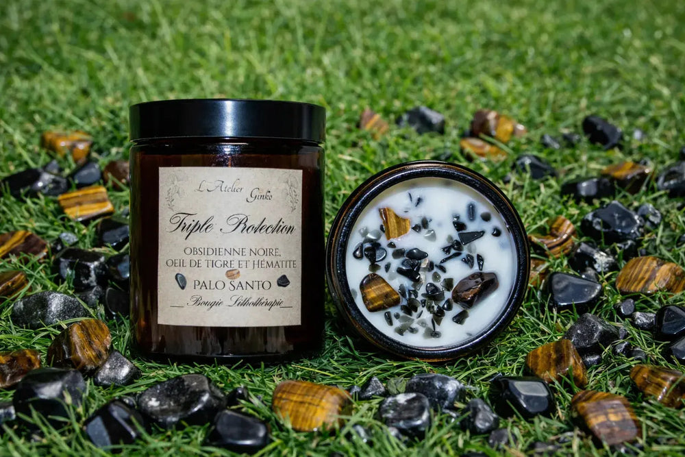 Bougie parfumée Lithothérapie Triple Protection L'Atelier Ginko - Boutique en Ligne
