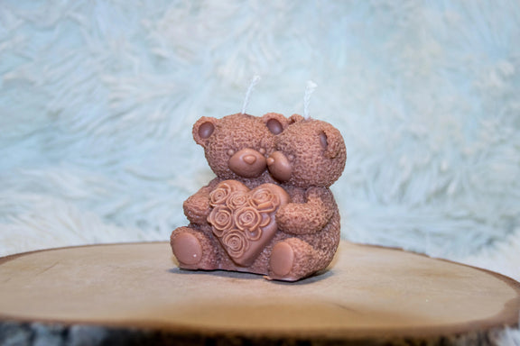 Bougie artisanale mariage Couple Ours coeur L'Atelier Ginko - Boutique en Ligne