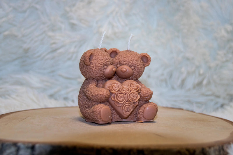 Bougie artisanale mariage Couple Ours coeur L'Atelier Ginko - Boutique en Ligne