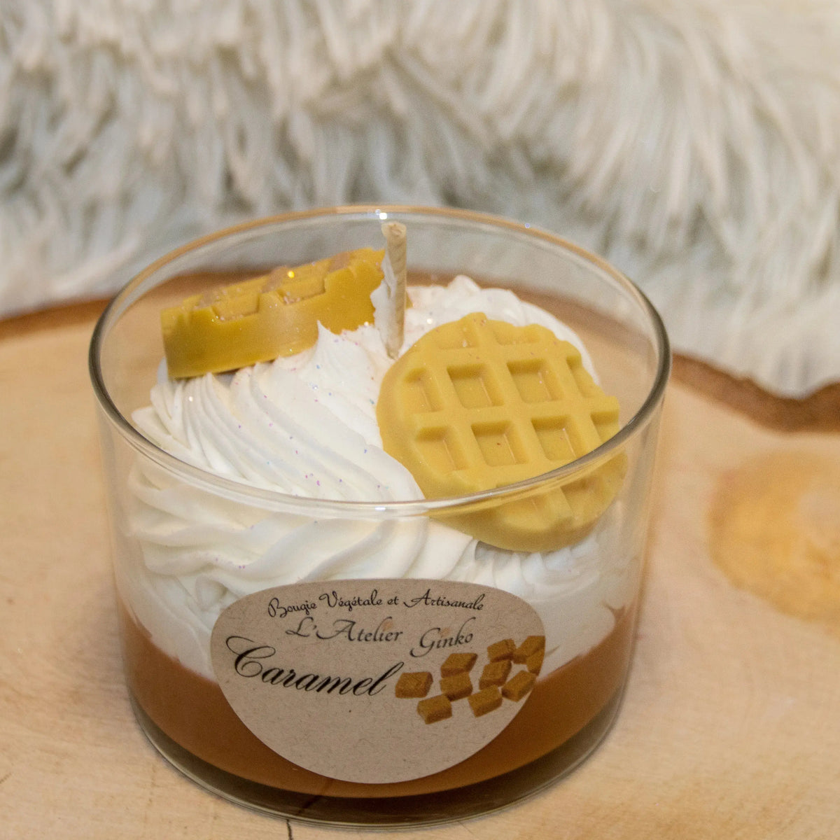 Bougie chantilly Caramel au beurre salé - L'Atelier Ginko - Boutique en Ligne