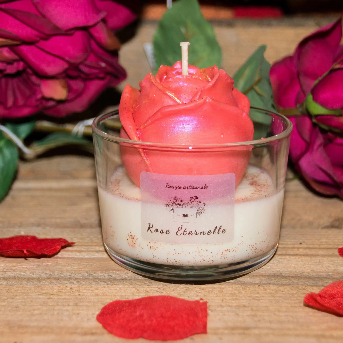 Bougie Fleur Rose L'Atelier Ginko - Boutique en Ligne