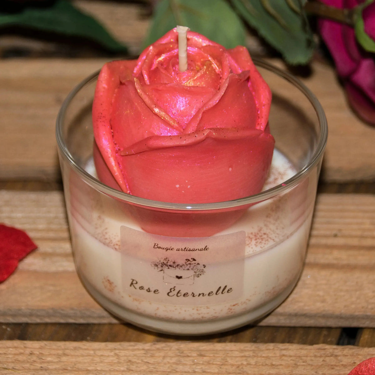 Bougie Fleur Rose L'Atelier Ginko - Boutique en Ligne