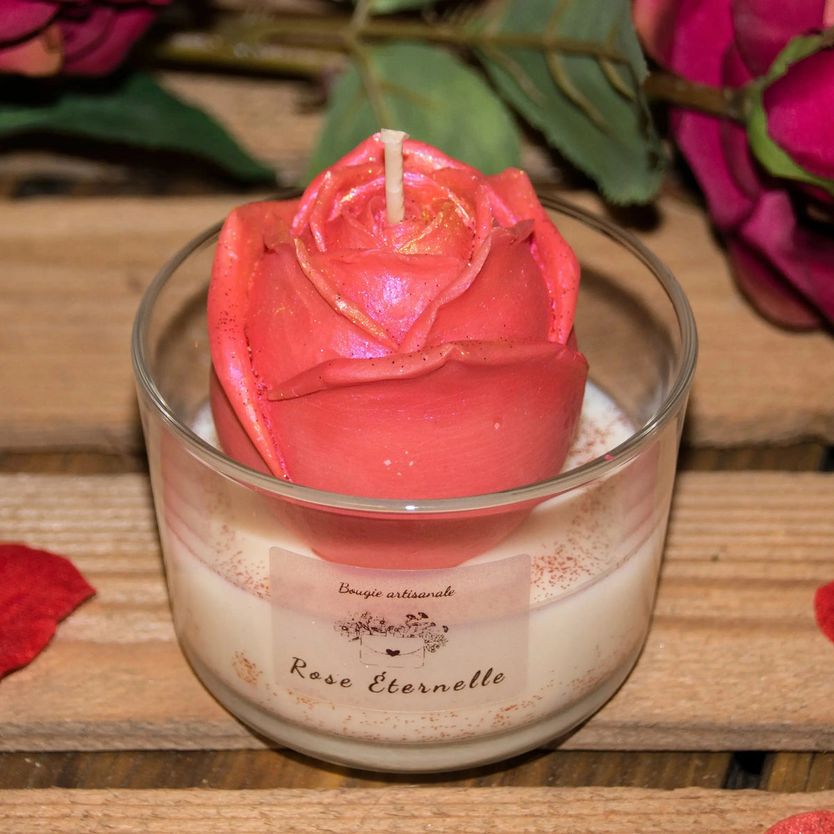 Bougie Fleur Rose L'Atelier Ginko - Boutique en Ligne