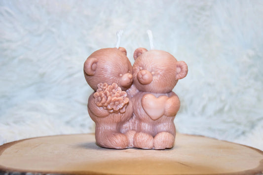 Bougie artisanale mariage Couple Ours - L'Atelier Ginko - Boutique en Ligne