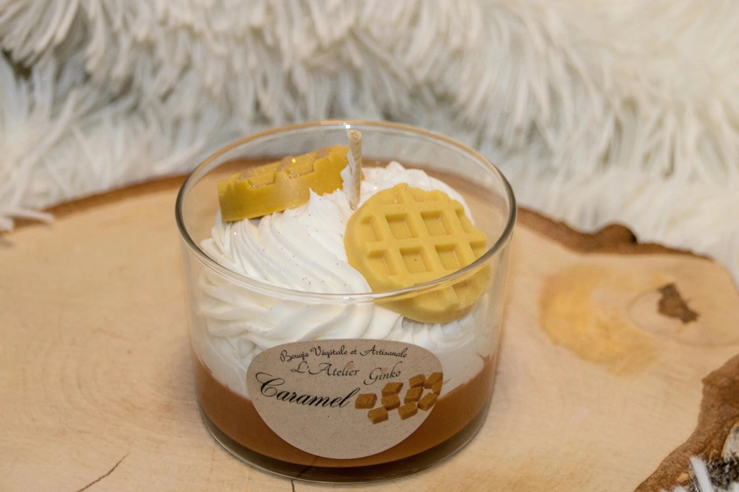 Bougie chantilly Caramel au beurre salé - L'Atelier Ginko - Boutique en Ligne