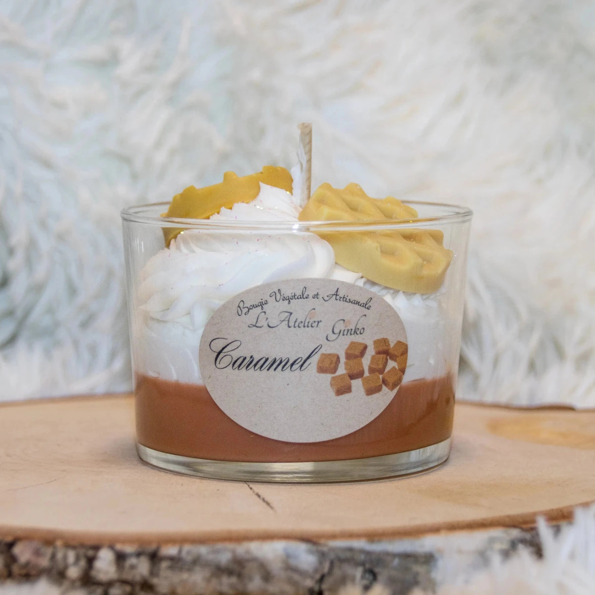 Bougie chantilly Caramel au beurre salé - L'Atelier Ginko - Boutique en Ligne