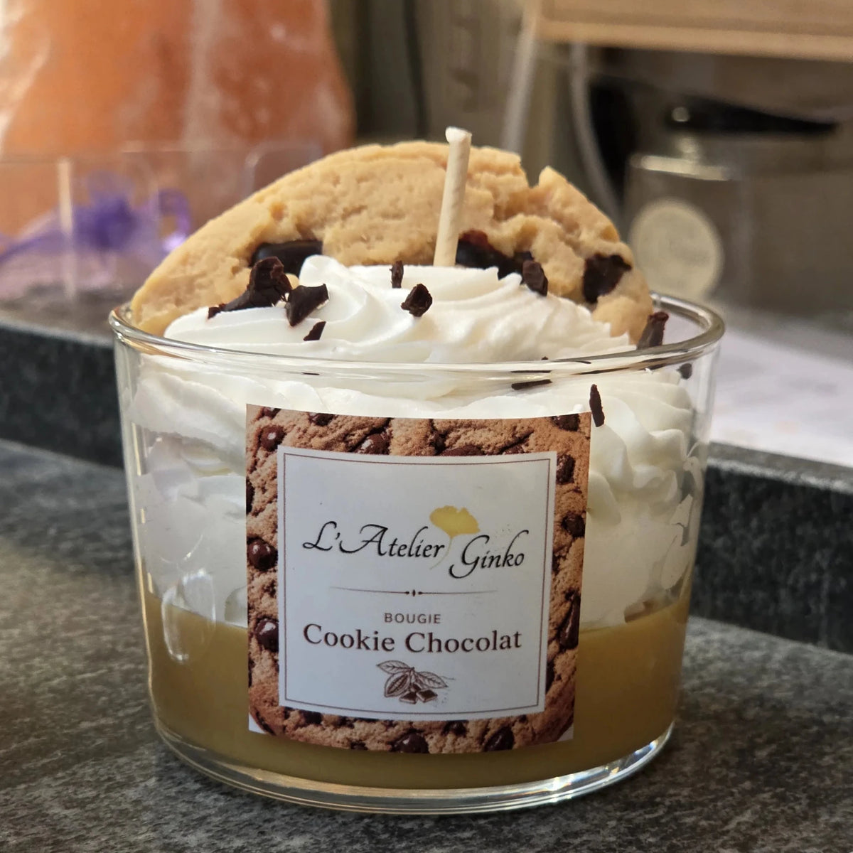 Bougie Chantilly Cookie Chocolat cire végétale gourmande artisanale – L'Atelier Ginko Moselle