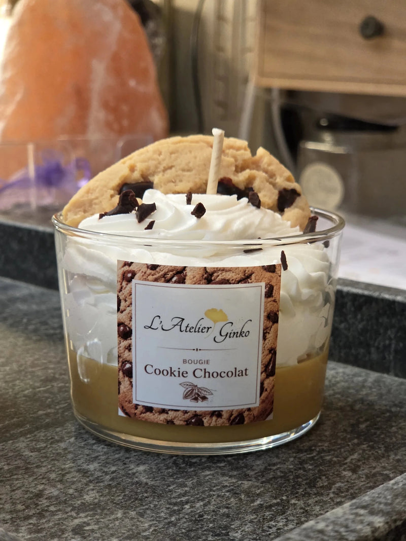 Bougie Chantilly Cookie Chocolat cire végétale gourmande artisanale – L'Atelier Ginko Moselle