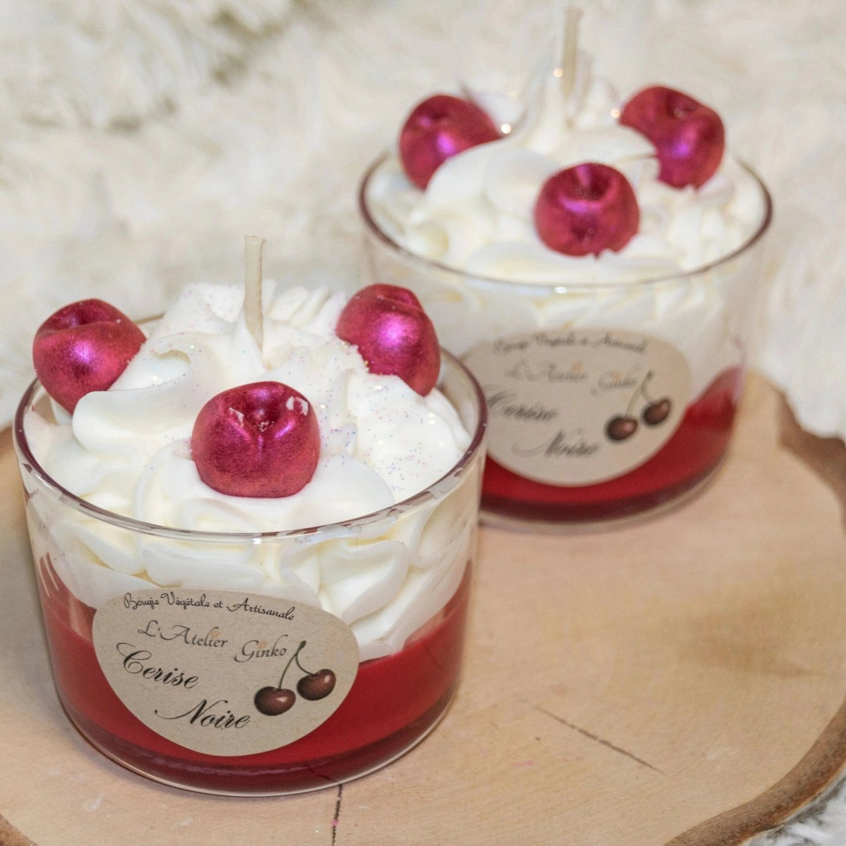 Bougie Chantilly Cerise Noire parfumée cire végétale faite main – L'Atelier Ginko