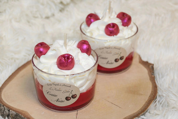 Bougie Chantilly Cerise Noire parfumée cire végétale faite main – L'Atelier Ginko