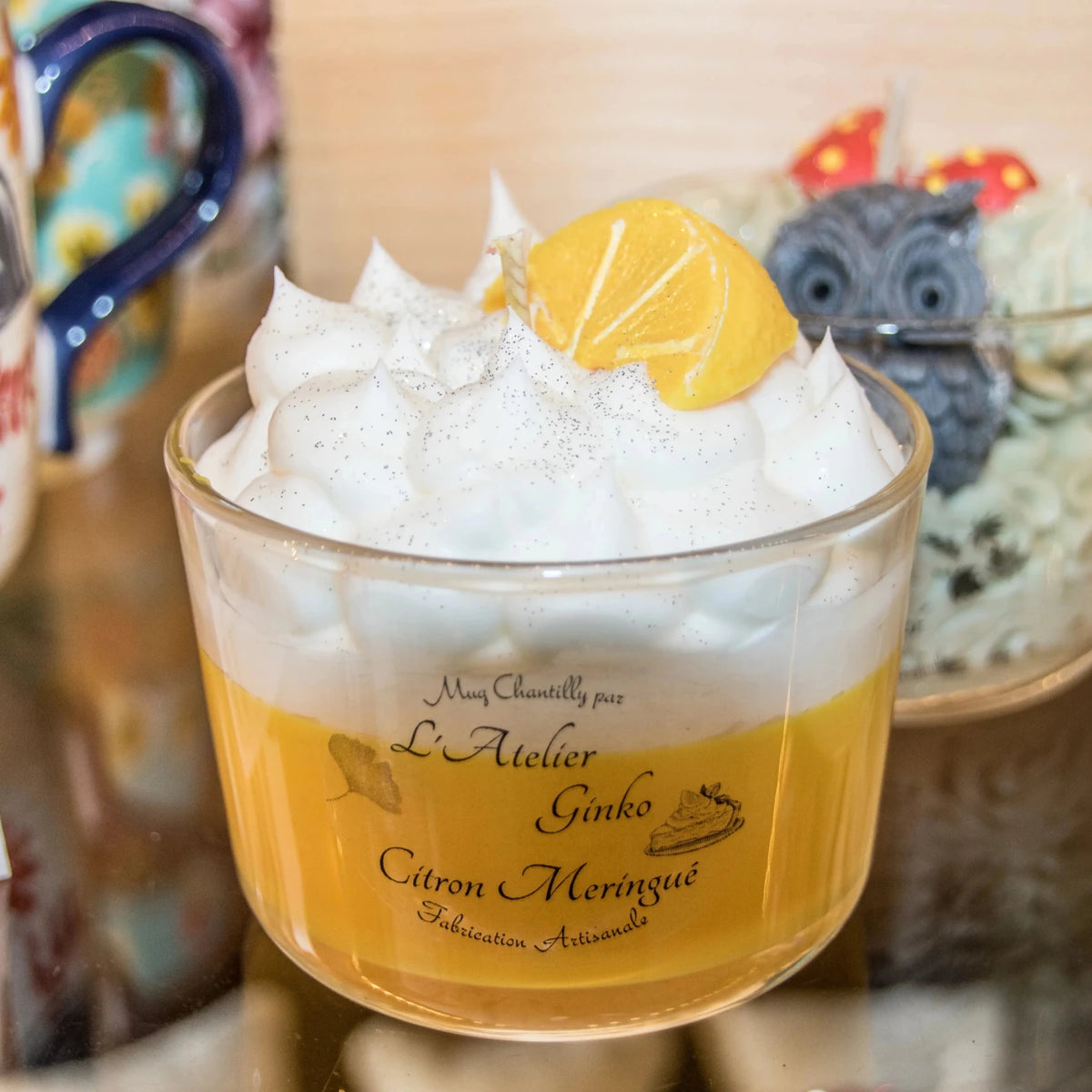 Bougie Chantilly Citron Meringué cire végétale gourmande notes fraîches citronnées – L'Atelier Ginko Moselle