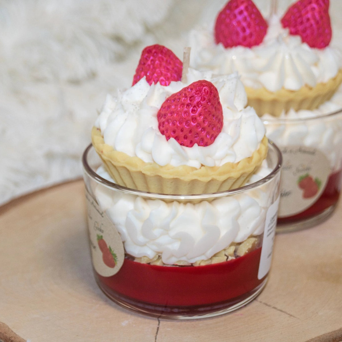Bougie Chantilly Fraise estivale parfumée cire végétale faite main – L'Atelier Ginko