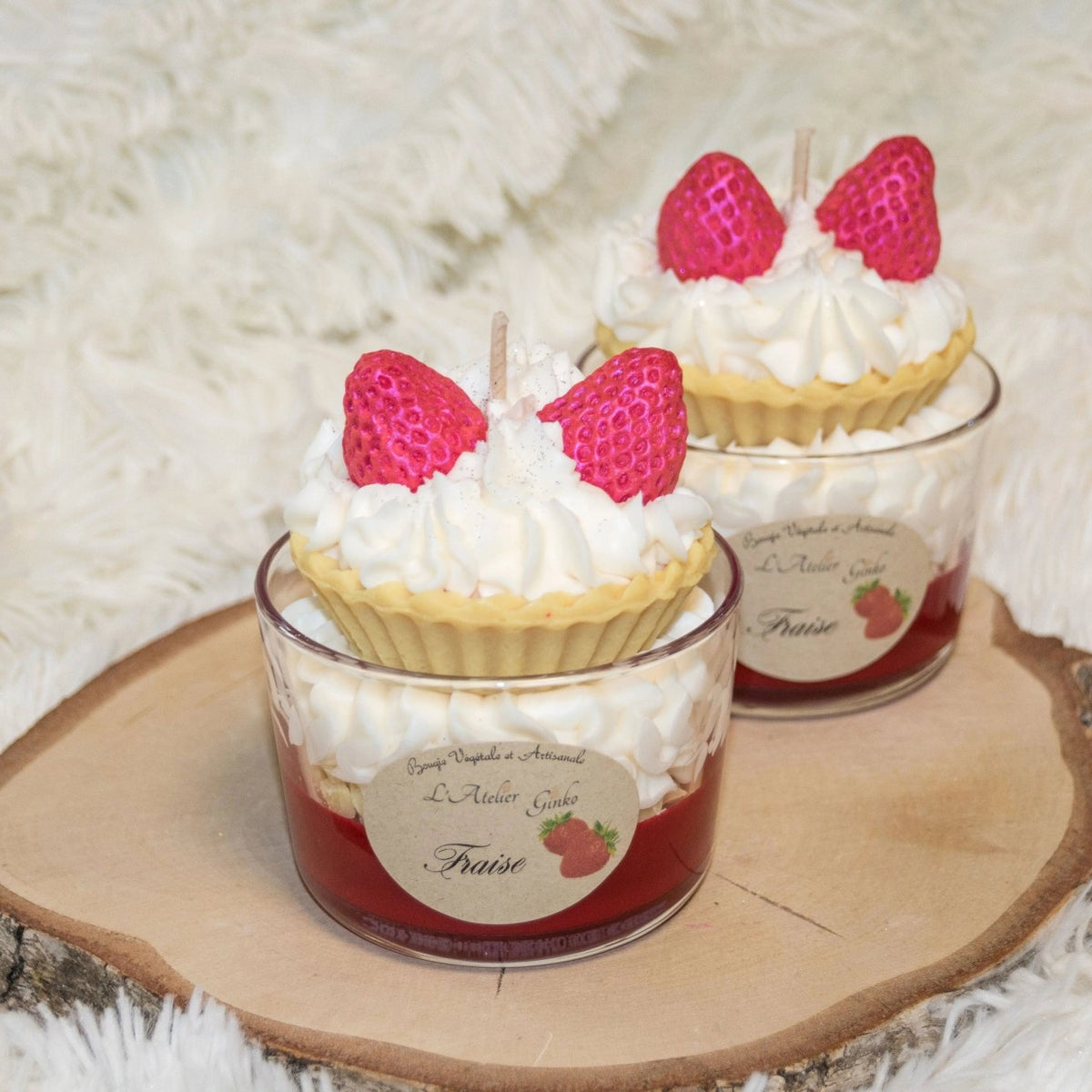 Bougie Chantilly Fraise cire végétale gourmande notes fraise fruits rouges – L'Atelier Ginko Moselle