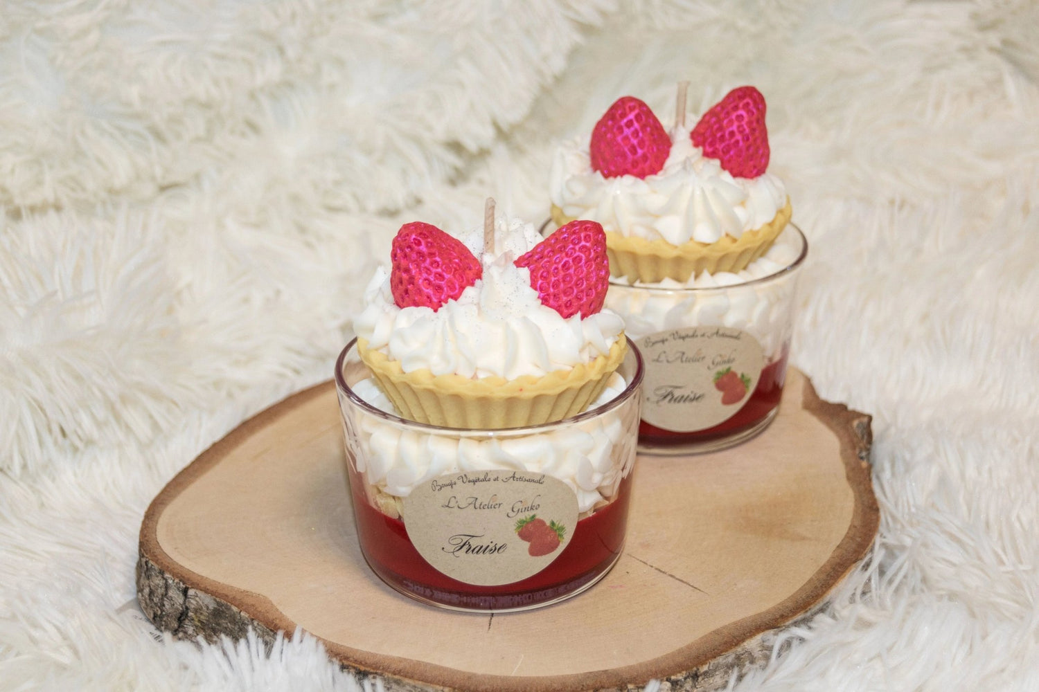 Bougie Chantilly gourmande Fraise - L'Atelier Ginko - Boutique en Ligne