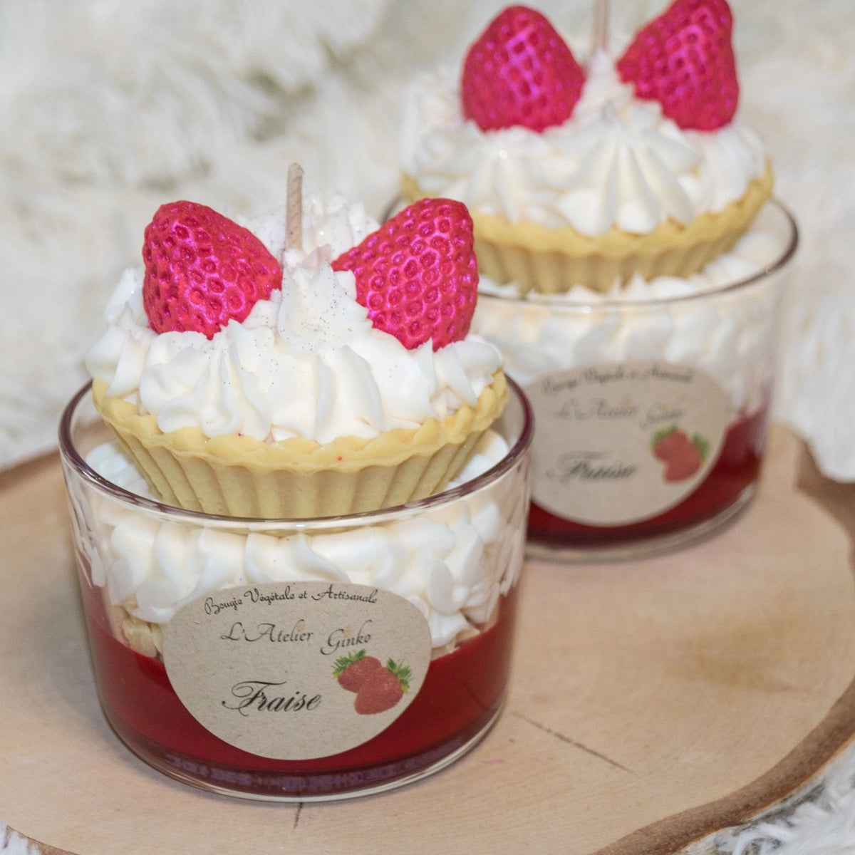 Bougie Chantilly Fraise artisanale mug verre parfumée – L'Atelier Ginko