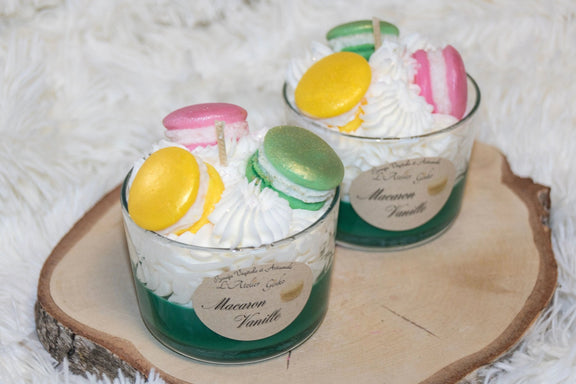 Bougie Chantilly Macaron Vanille cire végétale gourmande notes vanille amande – L'Atelier Ginko Moselle