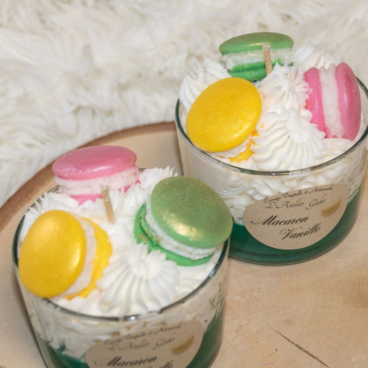 Bougie Chantilly Macaron Vanille artisanale cire végétale faite main – L'Atelier Ginko