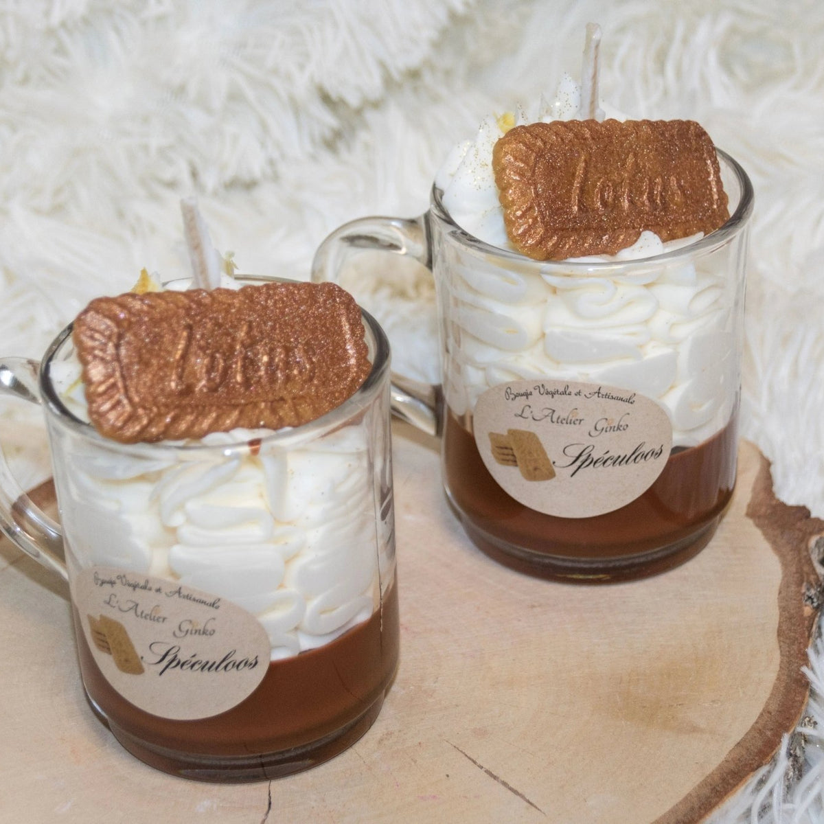 Bougie Chantilly Spéculoos gourmande parfumée mug verre – L'Atelier Ginko