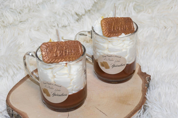 Bougie Chantilly Spéculoos gourmande parfumée mug verre – L'Atelier Ginko