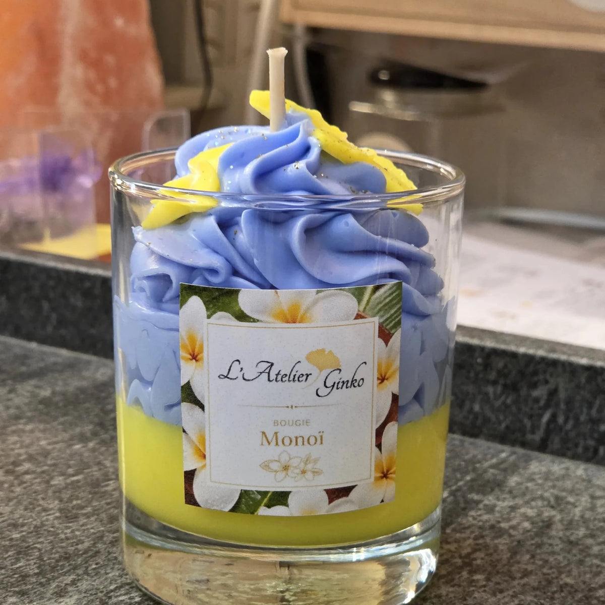 Bougie Chantilly Monoï cire végétale gourmande notes tiaré rose coconut – L'Atelier Ginko Moselle