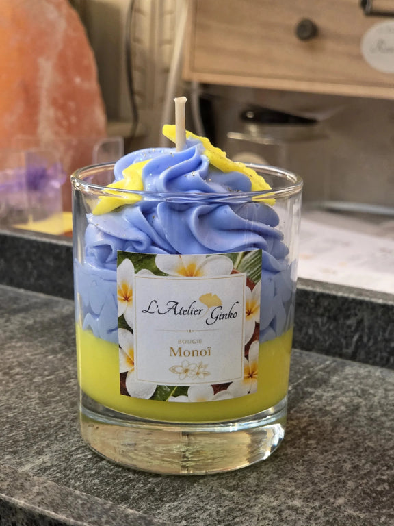 Bougie Chantilly Monoï cire végétale gourmande notes tiaré rose coconut – L'Atelier Ginko Moselle