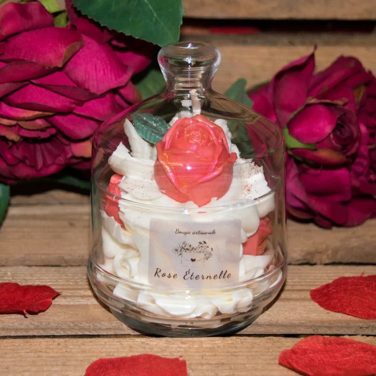 Bougie chantilly sous Cloche vue de dessus texture artisanale – L'Atelier Ginko Bouzonville