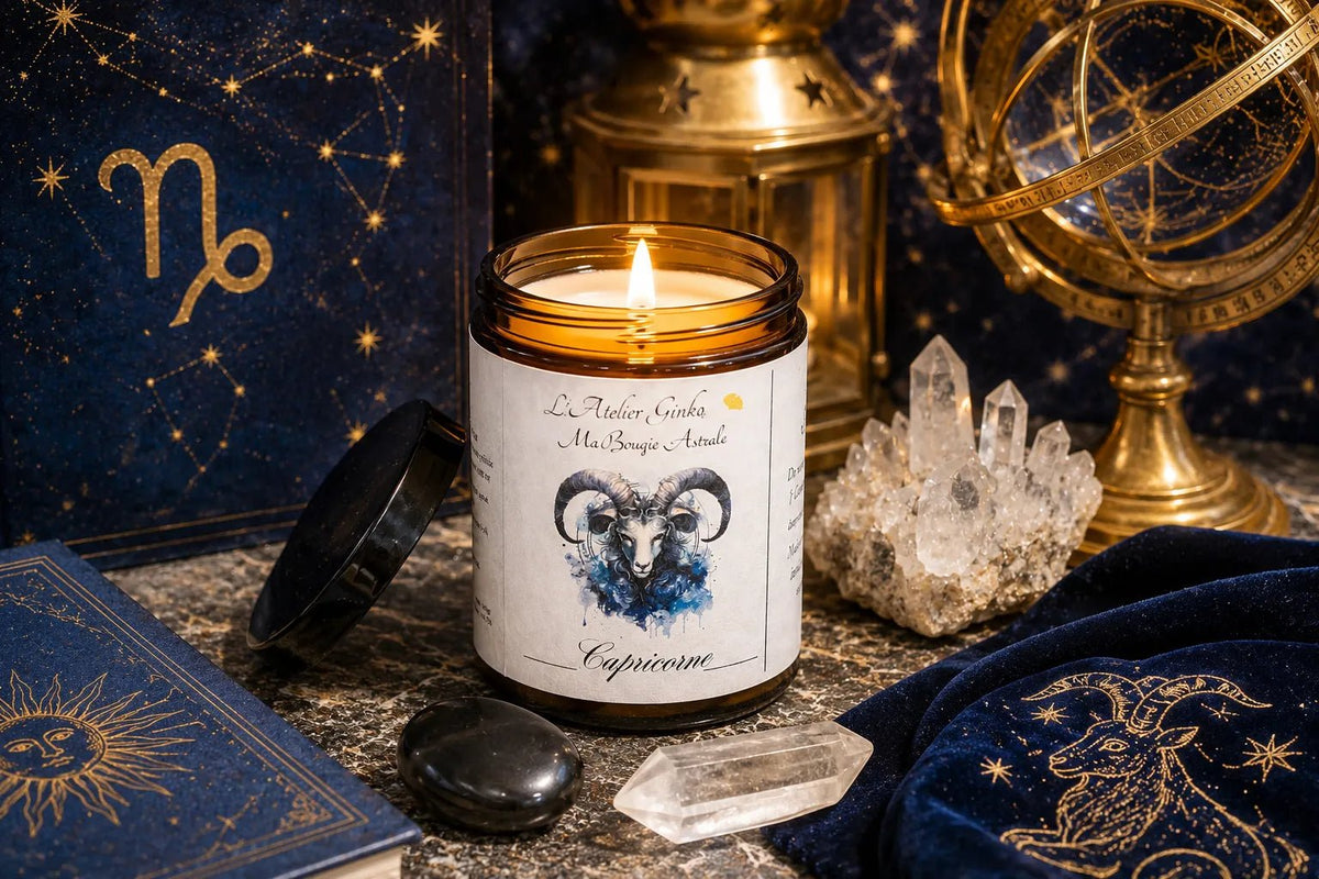 Bougie parfumée Astrologique Capricorne – Cire de soja artisanale - L'Atelier Ginko - Boutique en Ligne
