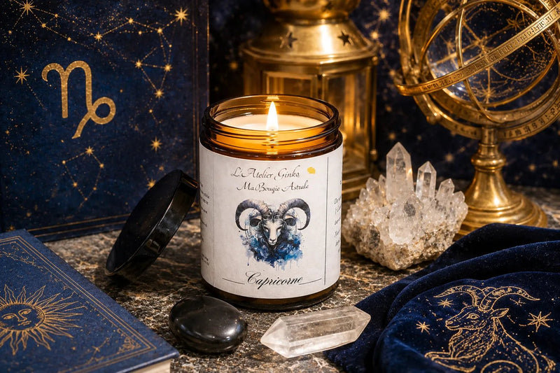 Bougie parfumée Astrologique Capricorne – Cire de soja artisanale - L'Atelier Ginko - Boutique en Ligne