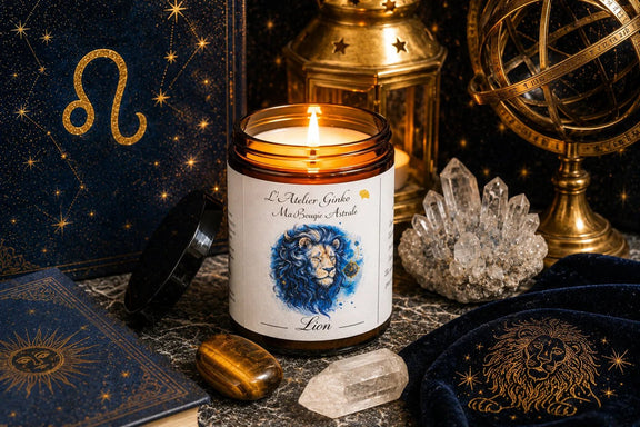 Bougie parfumée Astrologique Lion – Cire de soja artisanale - L'Atelier Ginko - Boutique en Ligne