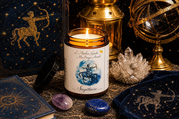 Bougie parfumée Astrologique Sagittaire – Cire de soja artisanale - L'Atelier Ginko - Boutique en Ligne