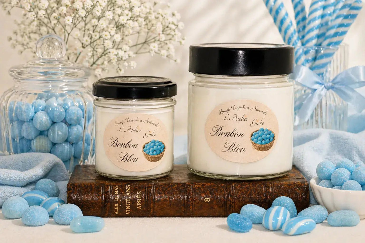 Bougie parfumée Bonbon bleu - L'Atelier Ginko - Boutique en Ligne