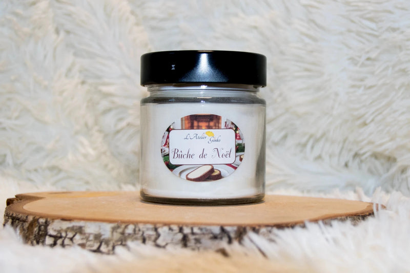Bougie parfumée Bûche de Noël – Cire de soja artisanale - L'Atelier Ginko - Boutique en Ligne