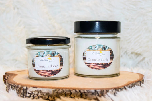 Bougie parfumée Cannelle Dorée – Cire de soja artisanale - L'Atelier Ginko - Boutique en Ligne