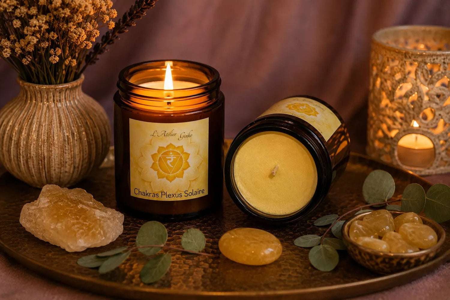 Bougie parfumée Chakras Plexus Solaire MANI - L'Atelier Ginko - Boutique en Ligne
