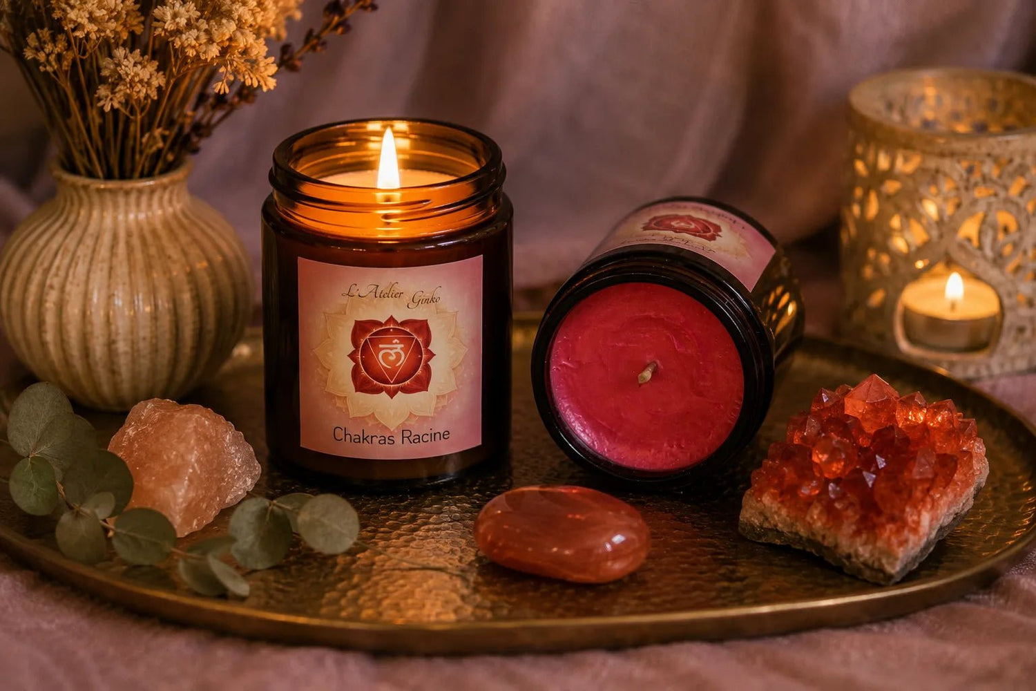 Bougie parfumée Chakras Racine MULĀ - L'Atelier Ginko - Boutique en Ligne