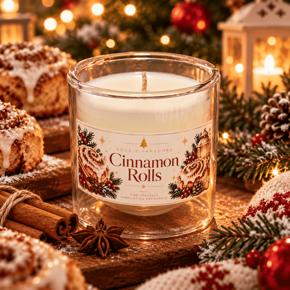 Bougie Parfumée Cinnamon Rolls – Édition Limitée de Noël - L'Atelier Ginko - Boutique en Ligne