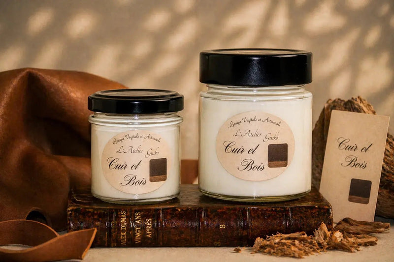 Bougie parfumée Cuir et bois - L'Atelier Ginko - Boutique en Ligne