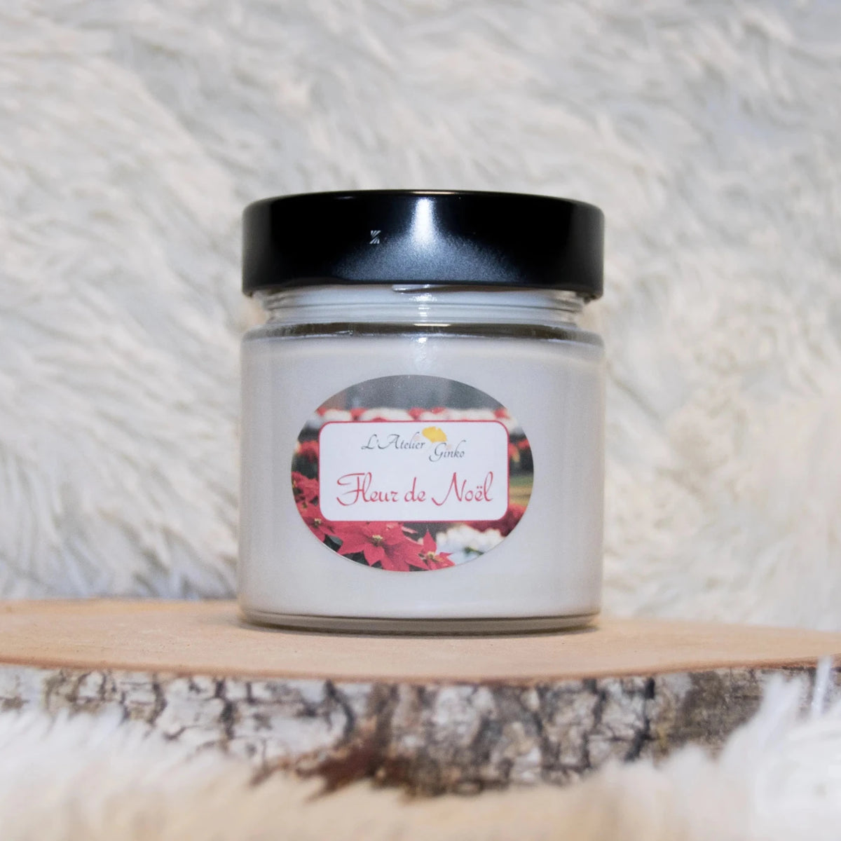 Bougie parfumée Fleur de Noël – Cire de soja artisanale - L'Atelier Ginko - Boutique en Ligne