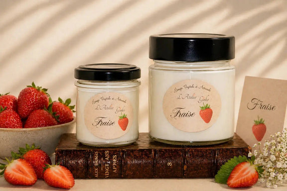 Bougie parfumée Fraise cire de soja végétale artisanale – L'Atelier Ginko Moselle
