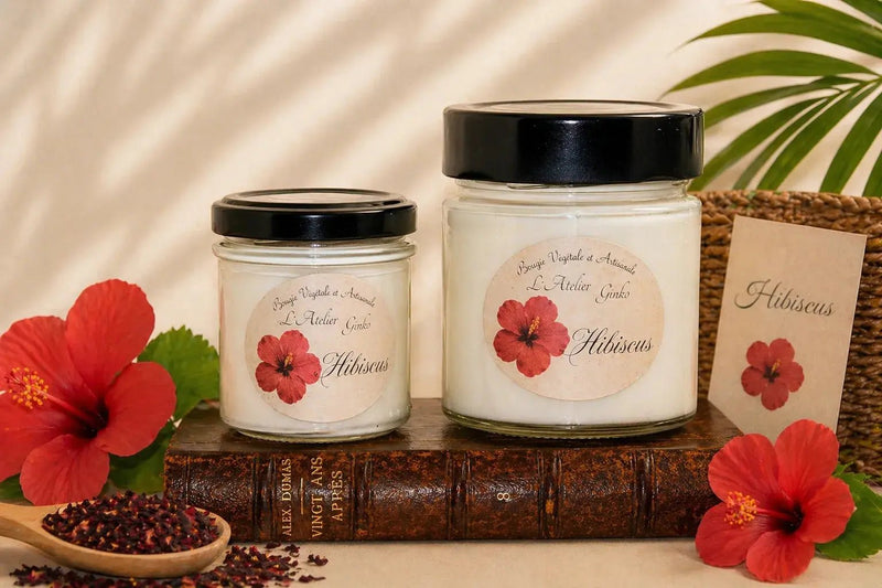 Bougie parfumée Hibiscus cire de soja végétale artisanale - L'Atelier Ginko