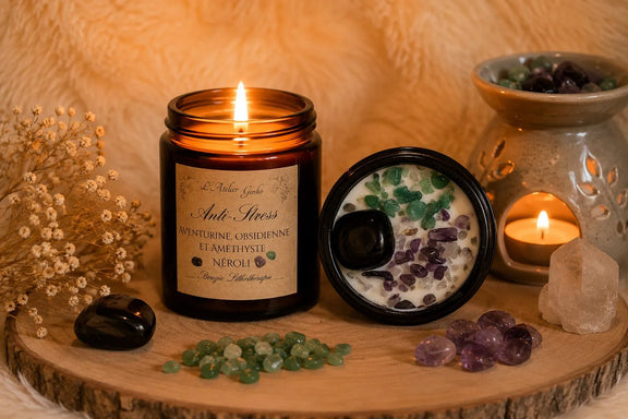 Bougie parfumée Lithothérapie Anti-Stress - L'Atelier Ginko - Boutique en Ligne