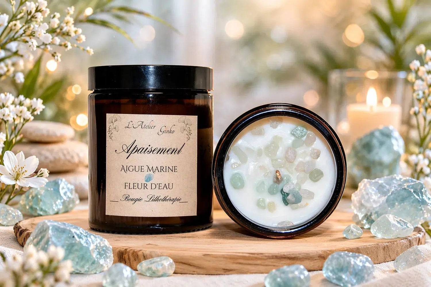 Bougie parfumée Lithothérapie Apaisement - L'Atelier Ginko - Boutique en Ligne