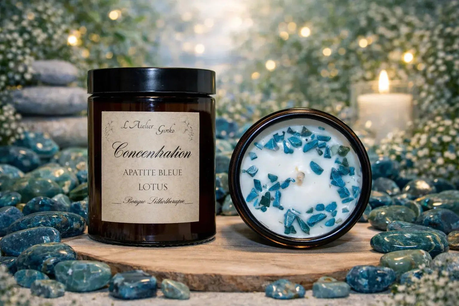 Bougie parfumée Lithothérapie Concentration - L'Atelier Ginko - Boutique en Ligne