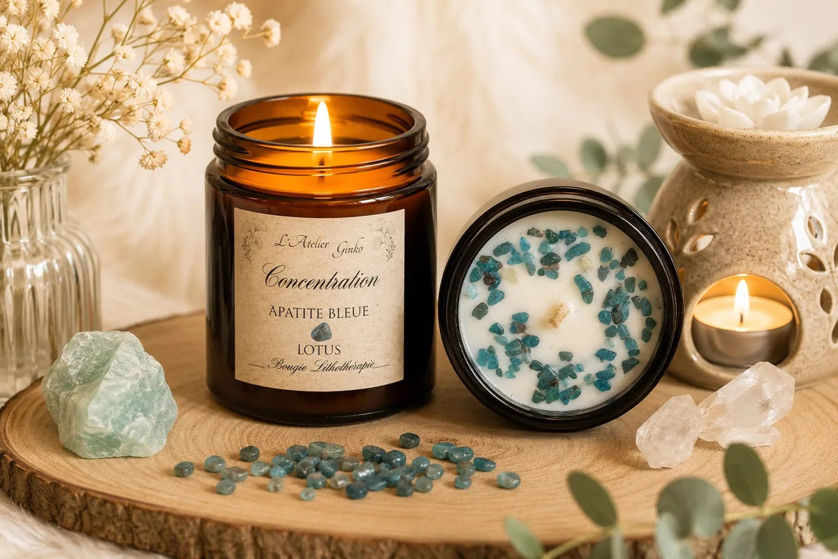 Bougie parfumée Lithothérapie Concentration - L'Atelier Ginko - Boutique en Ligne